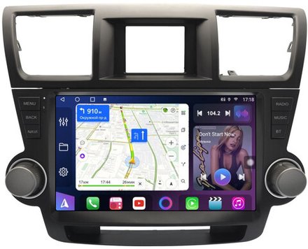 Магнитола для Toyota Highlander 2 XU40 2007-2013 (рамка с крутилками и кнопками) - FarCar XXL10-7194F4 монитор 10.36" 2K QLED на Android 14, TS20, 8+256Гб, CarPlay, 4G SIM-слот