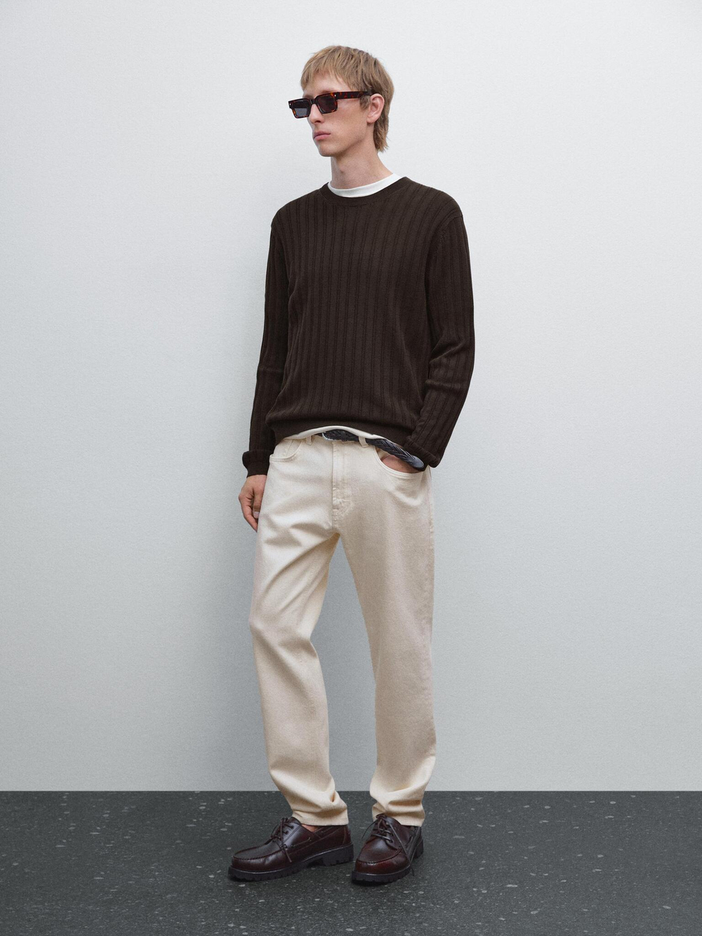 Massimo Dutti Зауженные джинсы, кремовый