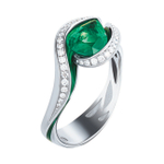 Кольцо с Изумрудом и Бриллиантами, Эмаль, R0123-2/1