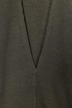 ZARA ТОП В РУБЧИК С V-ОБРАЗНЫМ ВЫРЕЗОМ, ТЕМНЫЙ ХАКИ