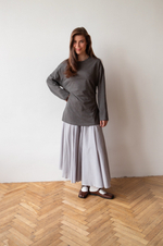 Лонгслив из вареного хлопка с утяжкой, Серый графит