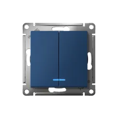 Выключатель 2-кл. AtlasDesign (сх. 5а) 10AX с подсветкой механизм аквамарин SE ATN001153
