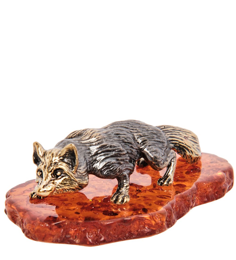 Народные промыслы AM-3161 Фигурка «Лиса» (латунь, янтарь)