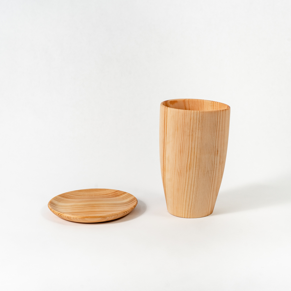 Деревянный пивной набор из сибирского кедра с блюдцем NC33