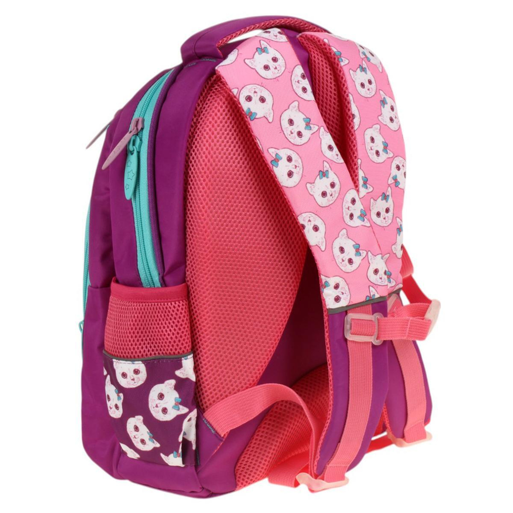 Ранец школьный Гармония 40*28*18см, анатом. спинкой, 1 отдел, 2 кармана, 2 боковых кармана "Котики"