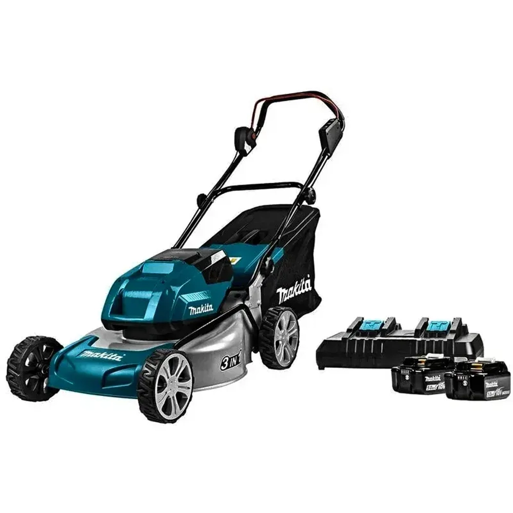 Makita DLM460PT2 газонокосилка аккумуляторная (2 x 5.0 Ач, ЗУ)