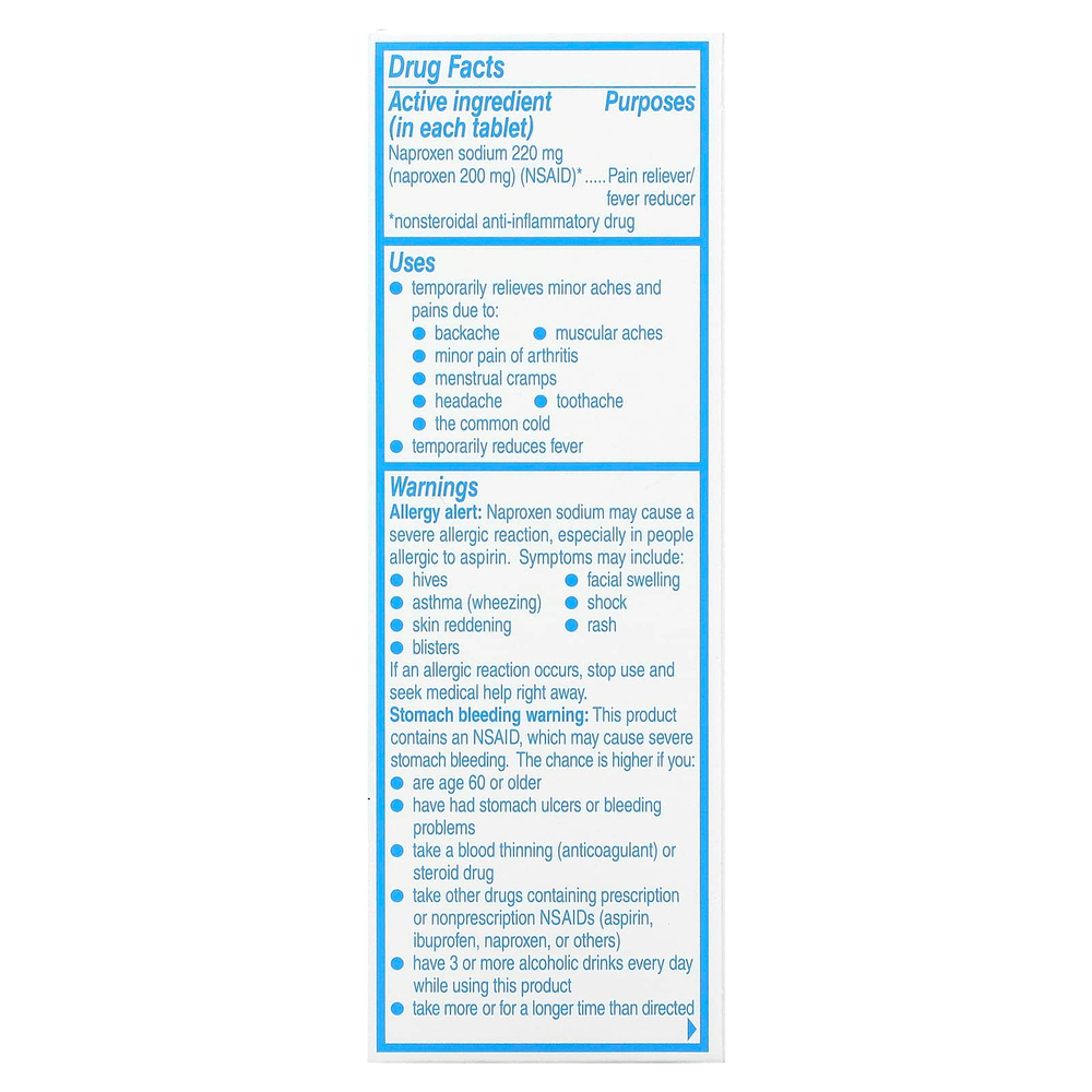 Aleve, Напроксен натрия в таблетках, боль в спине и мышцах, 220 мг, 90 таблеток