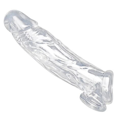 Прозрачная насадка для увеличения члена Realistic Clear Penis Enhancer and Ball Stretcher - 20,3 см. (Цвет: прозрачный)