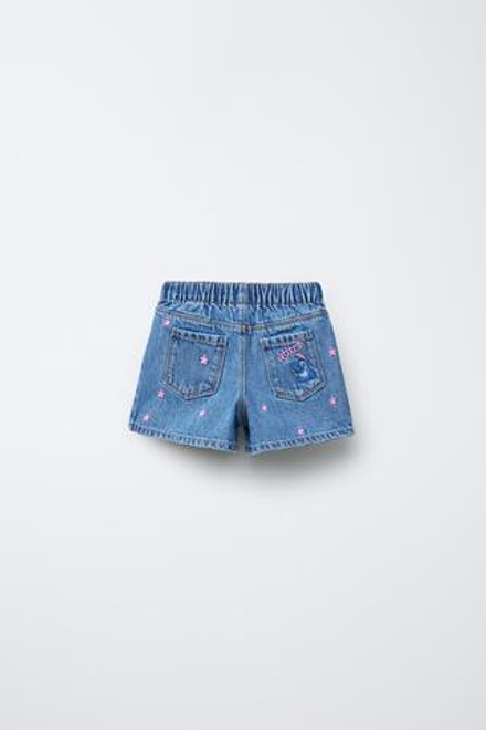 ZARA ЮБКА-ШОРТЫ С ПРИНТОМ «ЛИЛО И СТИЧ» ©, ВЫЦВЕТШИЙ СИНИЙ