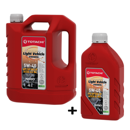Масло моторное TOTACHI NIRO LV Synthetic SAE 5W-40 API SP,SN PLUS,SN/SF,ACEA A3/B4 4л+1л акция