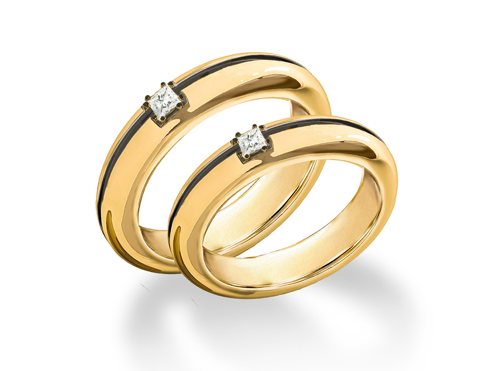 Обручальное кольцо с бриллиантом огранки "Принцесса"