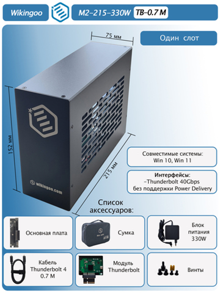 Внешний корпус для видеокарты Wikingoo M2-215-330W. EGPU. Thunderbolt 3/4.