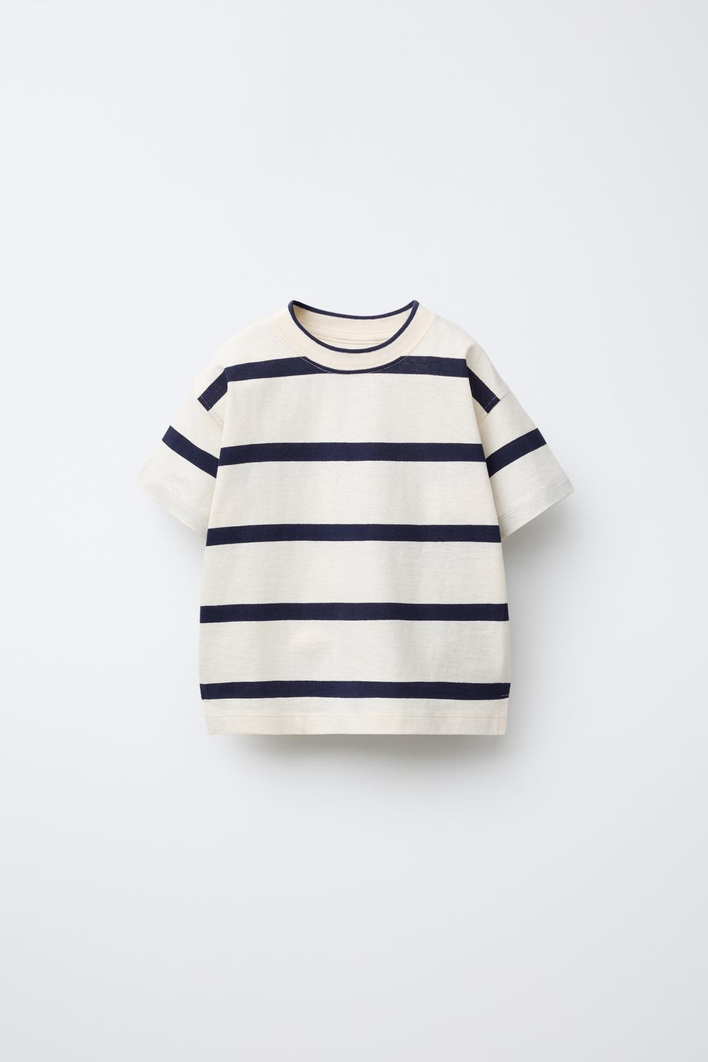 ZARA ФУТБОЛКА В ПОЛОСКУ С НАШИВКОЙ, МОРСКОЙ СИНИЙ