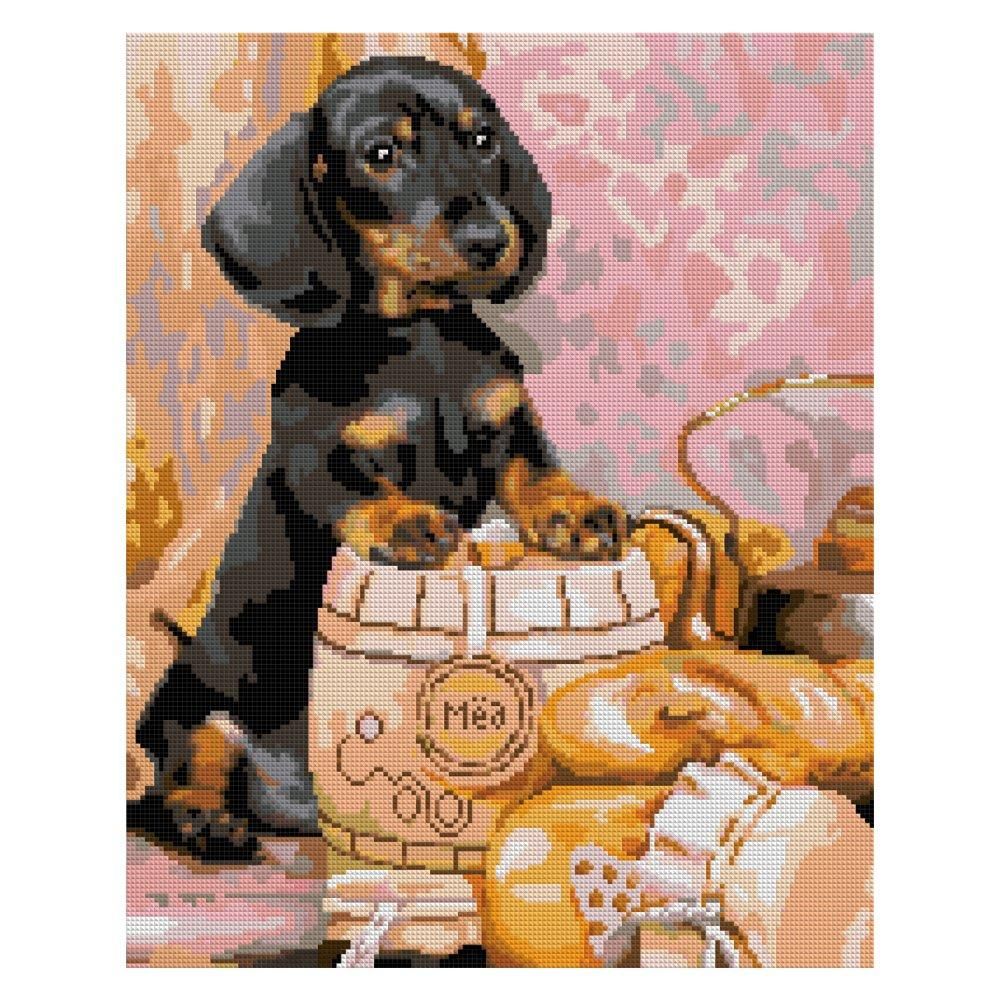 Алмазная мозаика 40*50см полн.заполн. "Щенок таксы" (Lori)