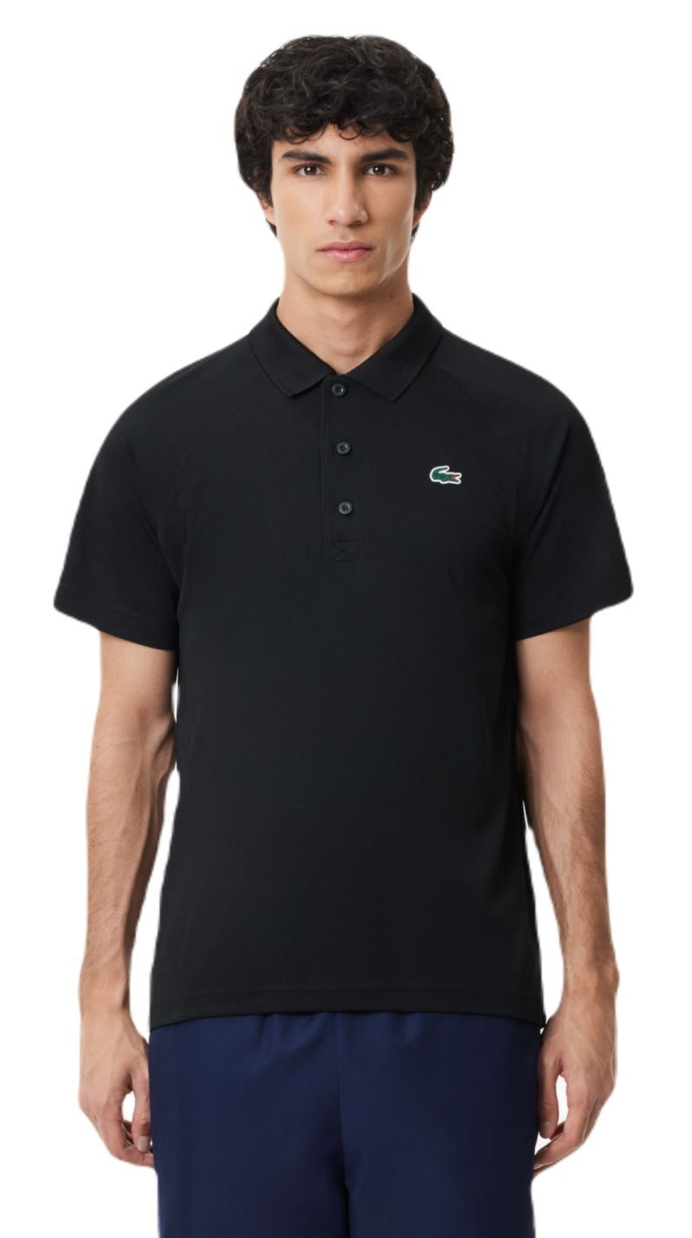 Мужское теннисное поло Lacoste SPORT Breathable Run-Resistant Interlock - черный