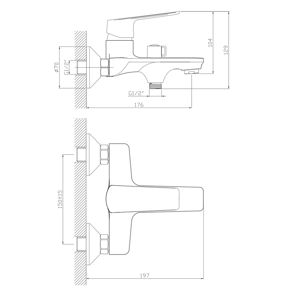 Смеситель для ванны 35k MIXLINE ML15-01W БЕЛЫЙ