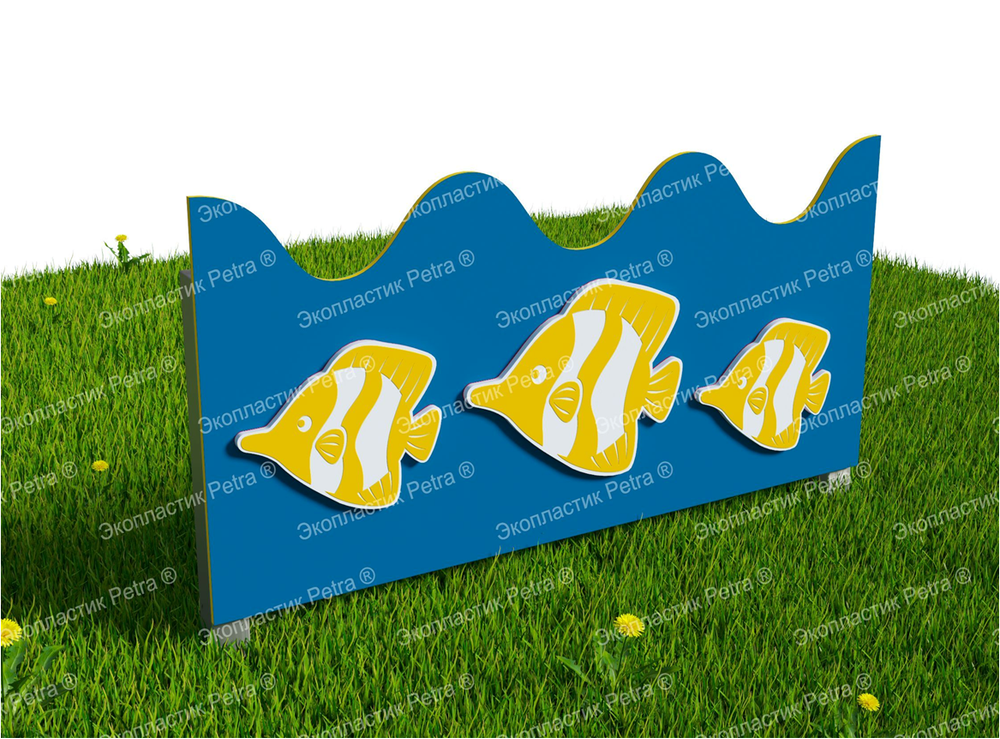 Забор уличный из экопластика Подводный мир, секция 1000х490 мм