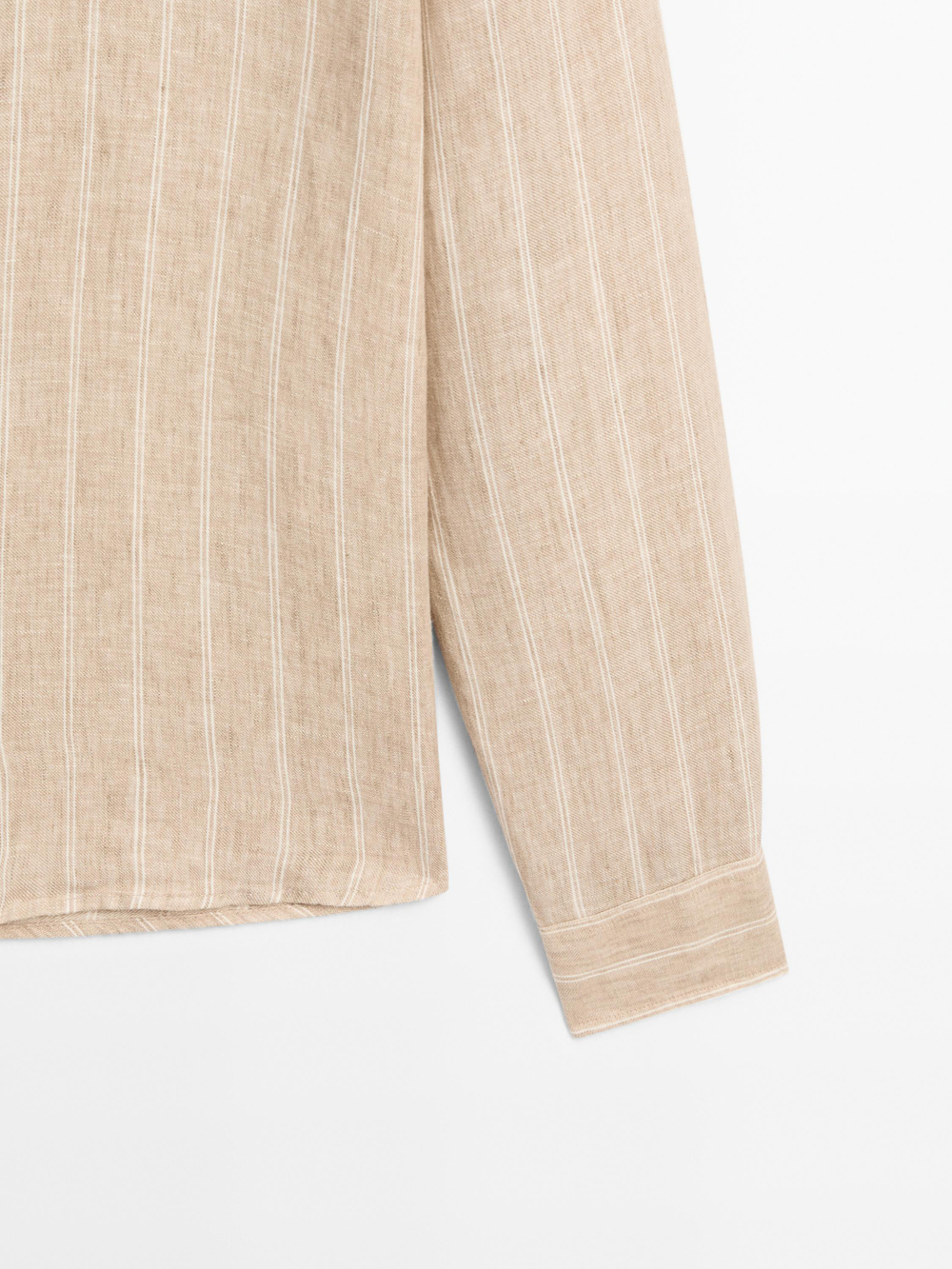 Massimo Dutti Рубашка прямого кроя в двойную полоску, светло-бежевый