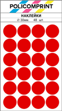 Красные виниловые наклейки для маркировки и упаковки Policomprint М7, 30 мм.