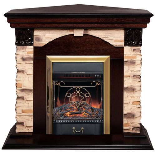 Каминокомплект Real Flame Dublin Corner Rock AO с очагом Majestic Lux Brass (угловой)
