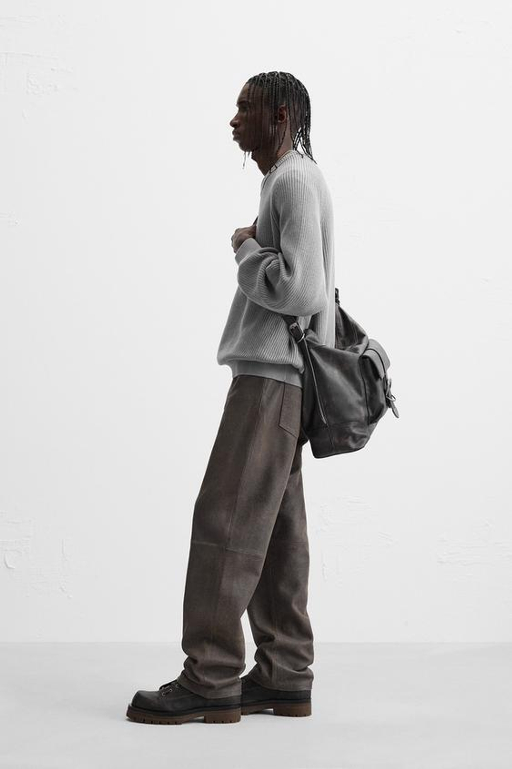 ZARA СВИТЕР RELAXED FIT ИЗ РЕЛЬЕФНОЙ ТКАНИ, СЕРО-СИНИЙ