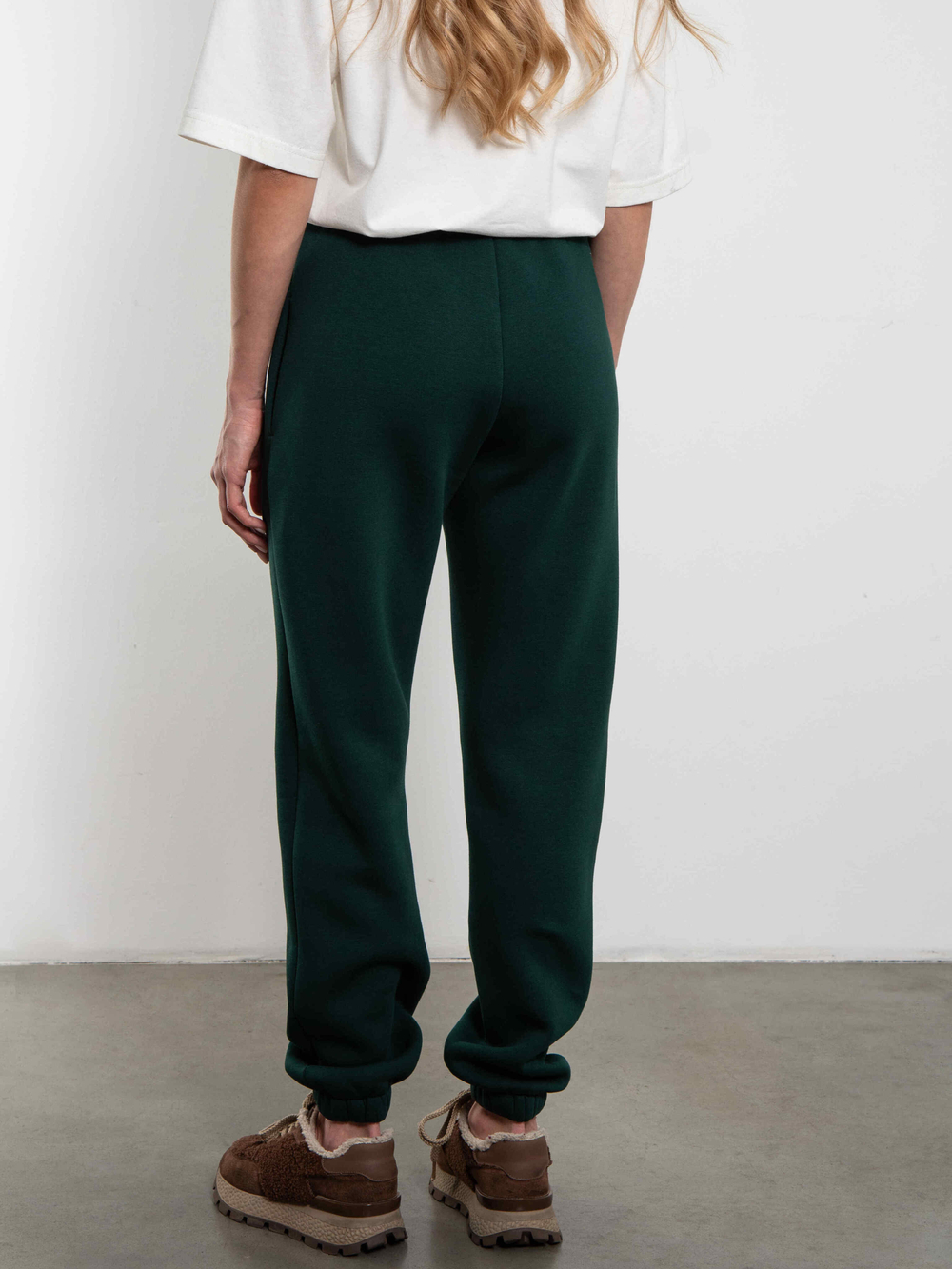 Брюки джоггеры женские малахит с начесом