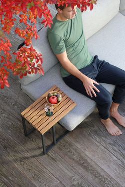 Amal, стол антрацит/натуральный, алюминий/тик