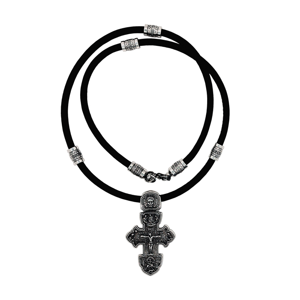 Серебряный крест на гайтане Б230-8688