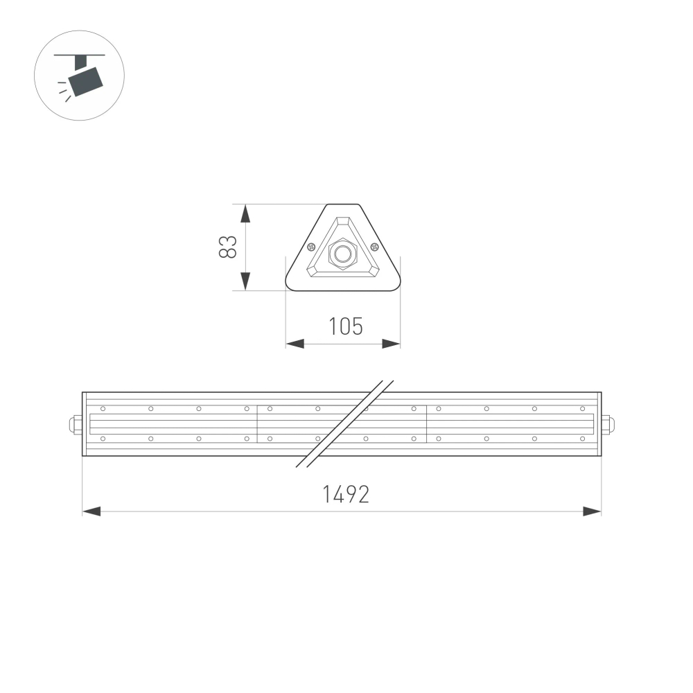 Светильник SP-LAGERN-L1500-250W Day5000 (WH, 50х90 deg, 230V) (Arlight, IP65 Металл, 5 лет) 052426