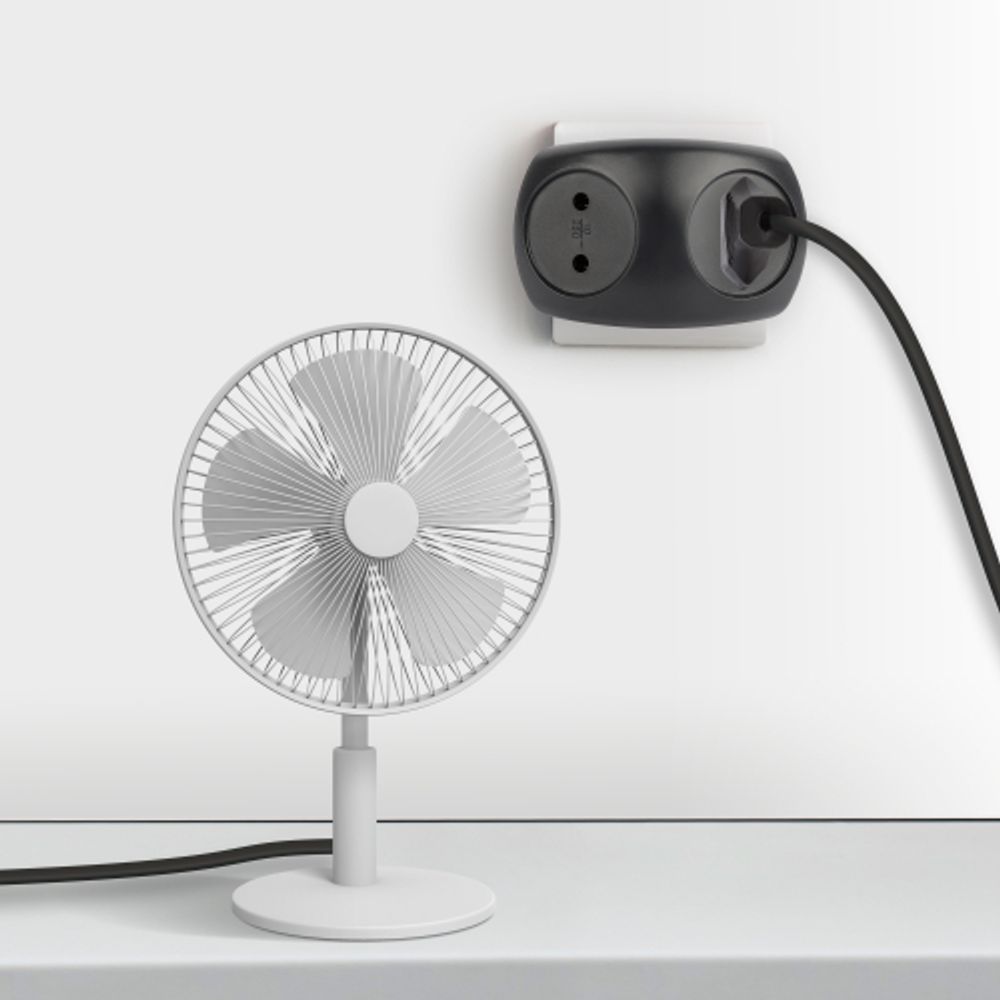 Разветвитель электрический ЭРА SPx-2-B на 2 розетки без заземления 10А черный