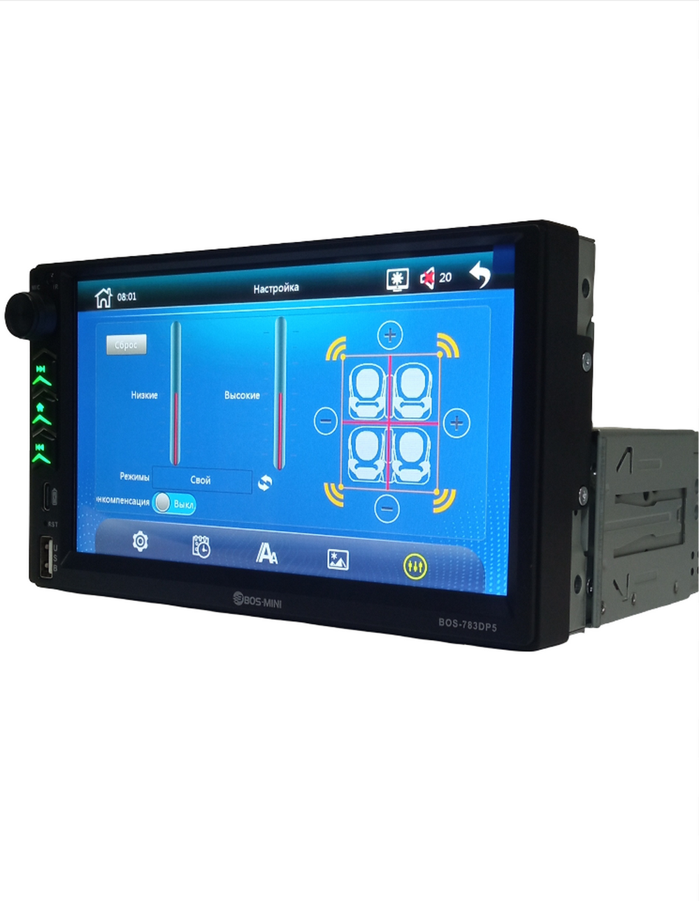 Автомагнитола 2DIN LED 7" FM/BT/MP4/MP3 плеер Bos-Mini BOS-783DP5