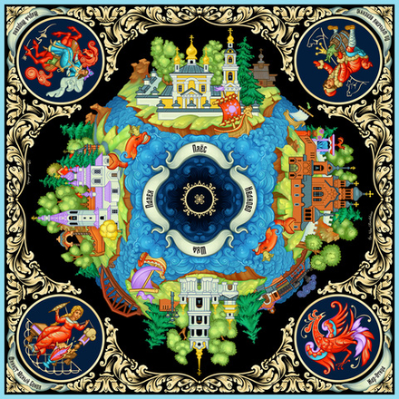 Платок «Палех» 100% шелк