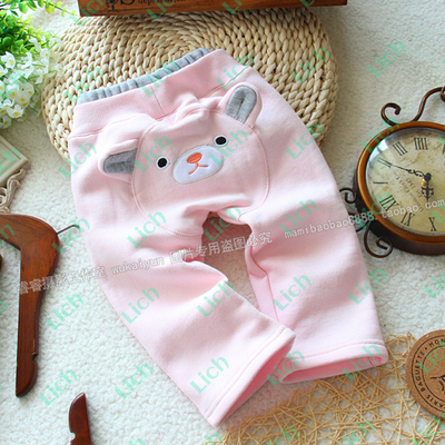 Штаны трикотажные на резинке с мордочкой медведя