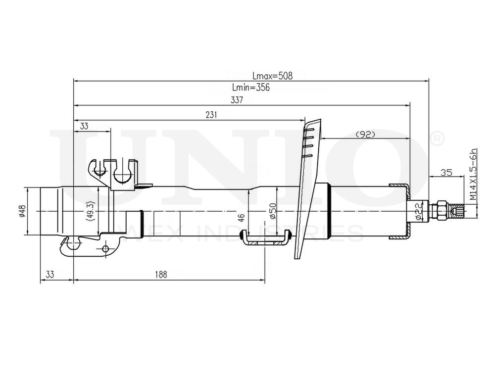 Амортизатор газовый передней подвески UNIO SAB-10602