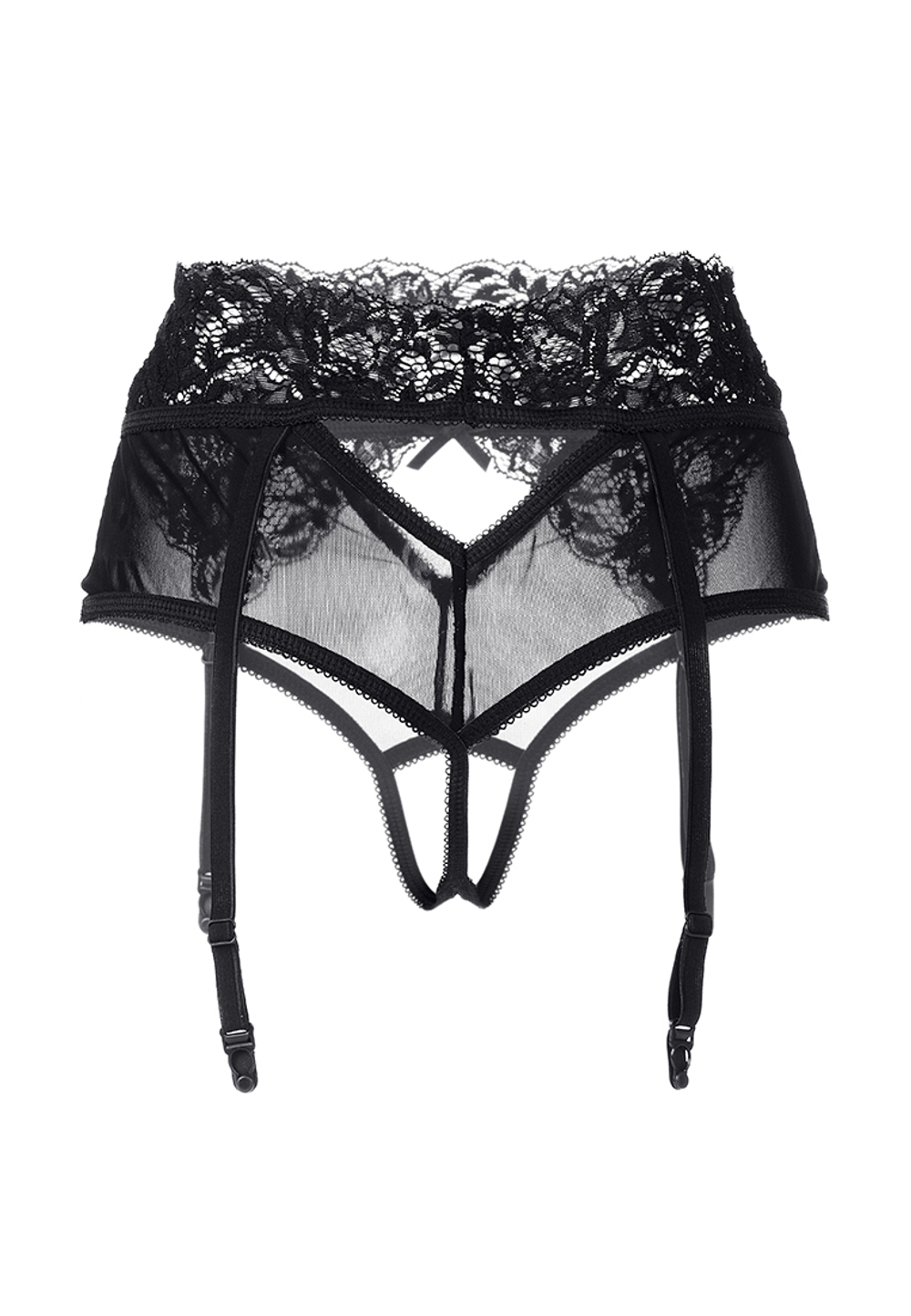 Эротические трусики-пояс Erolanta Lingerie Collection с высокой посадкой черные (50-52)