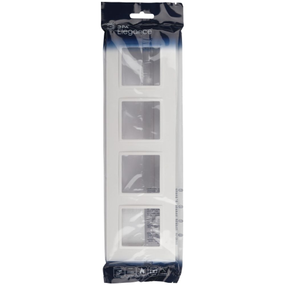 Рамка для розеток и выключателей ЭРА Elegance 14-5014-01 Classic, на 4 поста, белый