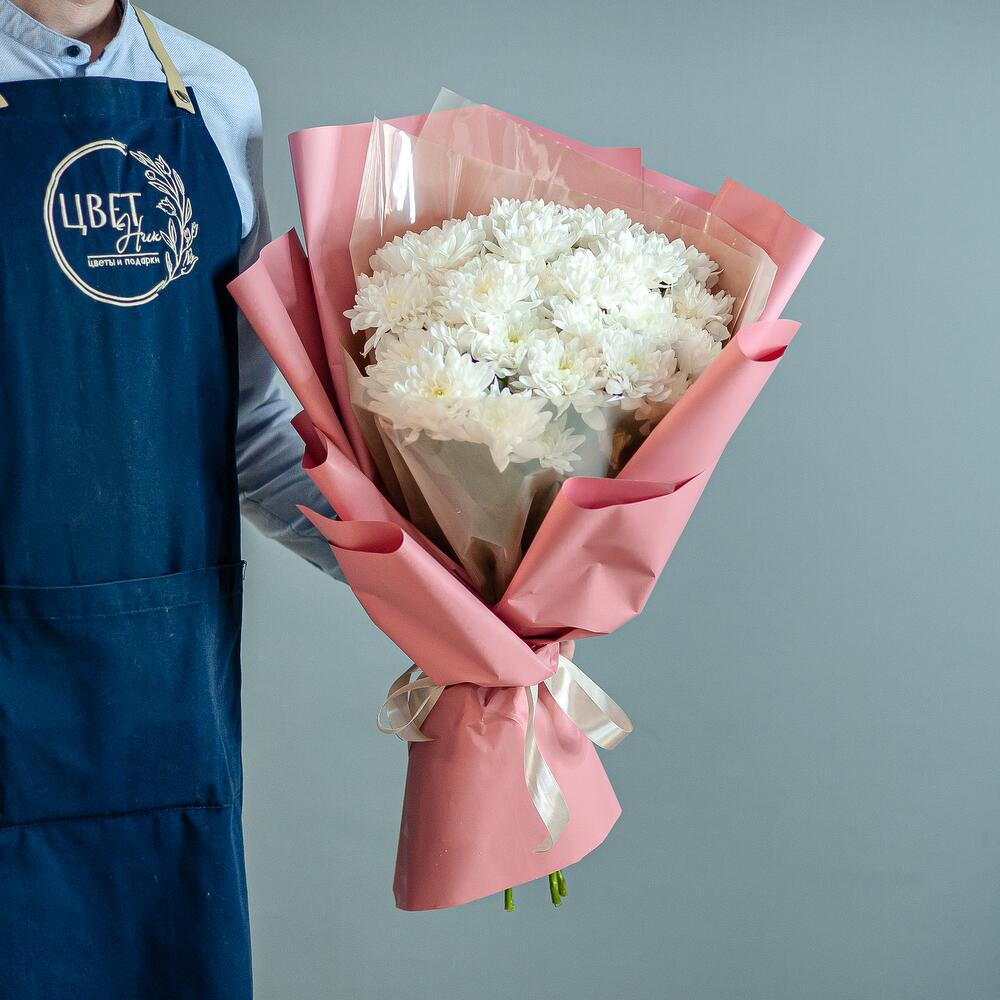 Букет белой хризантемы Балтика размер M