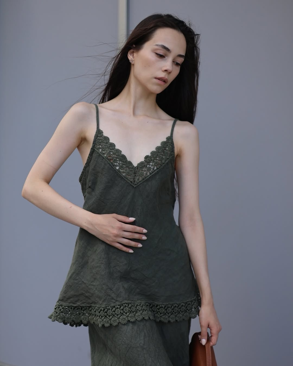 комплект изо льна: топ и юбка