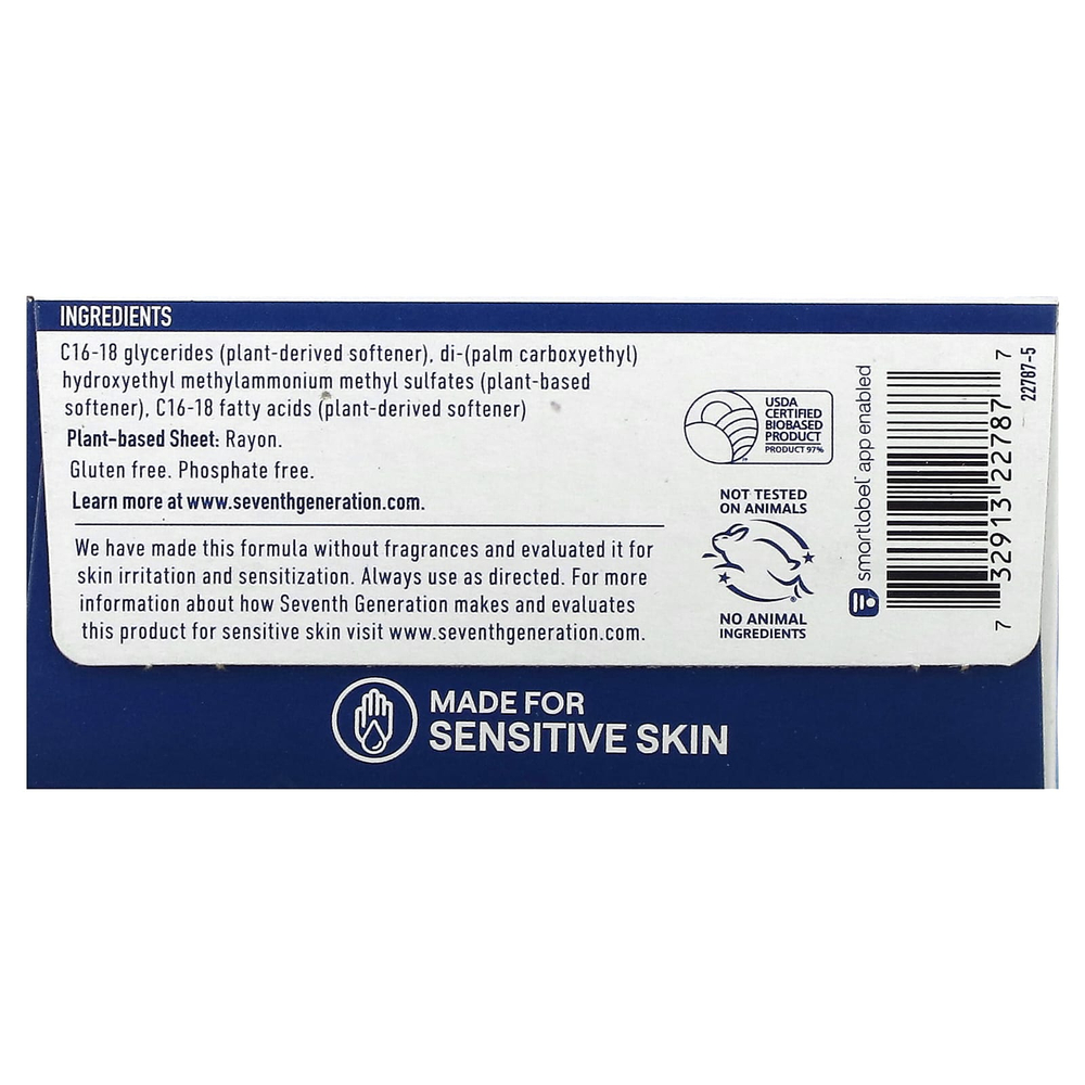 Seventh Generation, кондиционер для ткани, Free & Clear, 80 шт.