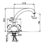 Смеситель для кухни, Frap, с кран-буксой, хром, F4226-1