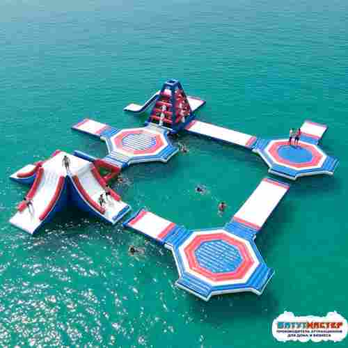 Коммерческий надувной аквапарк на воде «Гидро модуль» 24×21×5 м