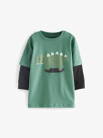 Лонгслив для мальчика Next B33-805, 3 шт., Зеленый, Черный, Кирпичный