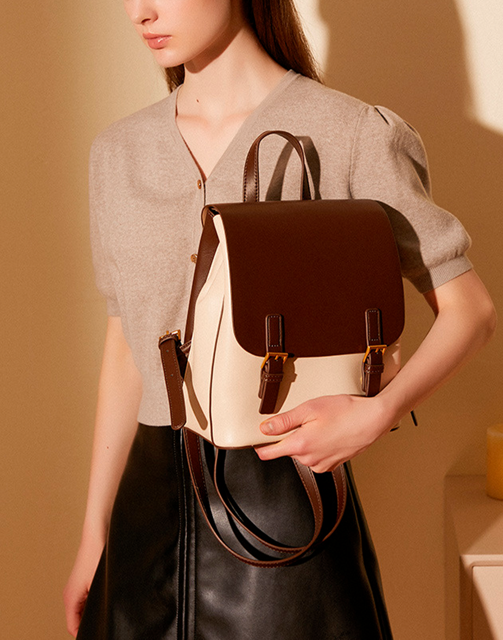 Рюкзак XOXO LEGENDS ГЕСТИЯ | Белый с коричневым