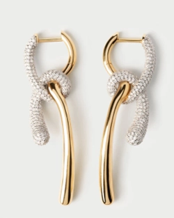 Серьги Pav Twist Hoops серебро 925 пробы покрытое золотом