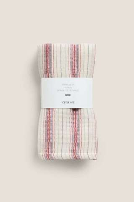 ZARA HOME ХЛОПЧАТОБУМАЖНЫЕ МУСЛИНОВЫЕ САЛФЕТКИ (УПАКОВКА ИЗ 2 ШТУК), СИНИЙ
