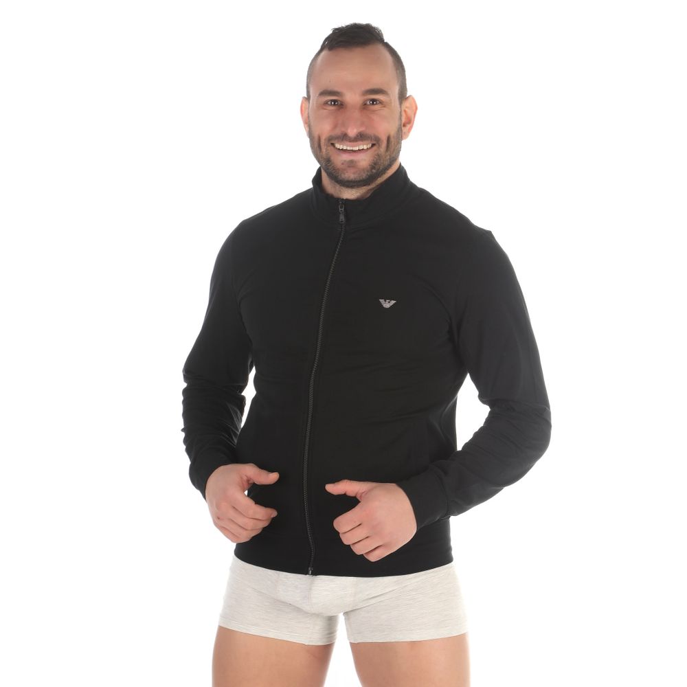 Мужской домашний костюм черный: толстовка на молнии и штаны Emporio Armani 111795_CC570 00020
