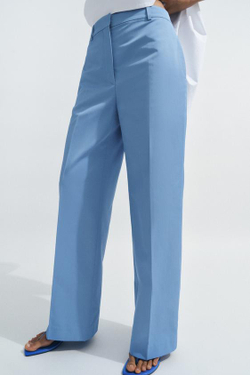 ZARA БРЮКИ STRAIGHT FIT — ZW COLLECTION, СИНИЙ