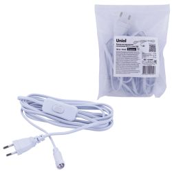 UCX-PT2-T70-300-B WHITE 1 STICKER Провод для подключения светильника ULT-P7x к сети 220В. 300 см. с кнопкой включения. Белый. ТМ Uniel