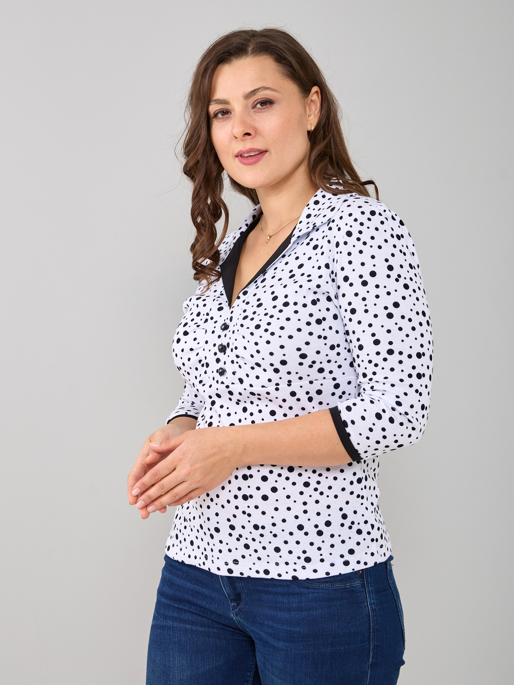 Блузка БЛ-015/белыйгорох