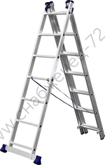 СИБИН 7 ступеней, со стабилизатором, алюминиевая, трехсекционная лестница (38833-07)